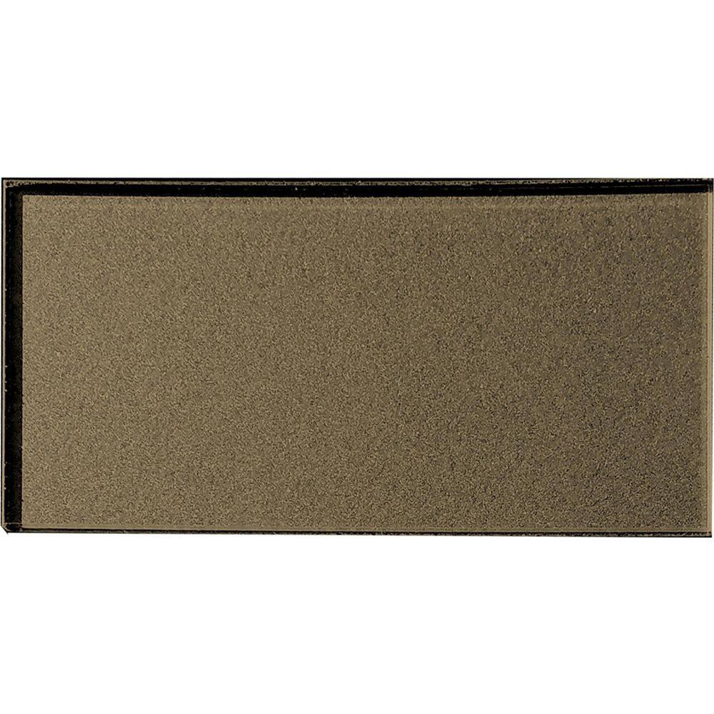 Transitional Design Glossy Bronze Straight Edge Subway 3 in. x 6 in. Glass Wall Tile Sample price history on PriceWatchPro