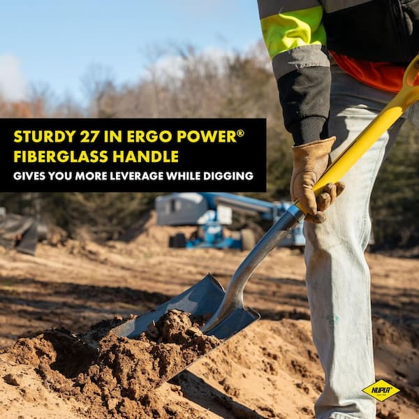 27 in. ERGO POWER D-Grip Fiberglass Handle Heavy-Duty Square Point Shovel