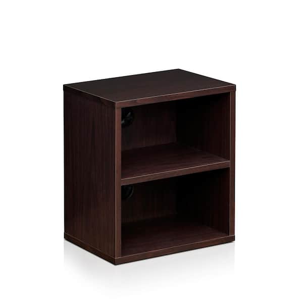 Furinno 17.8 in. Espresso Wood 2-shelf Standard Bookcase with Storage