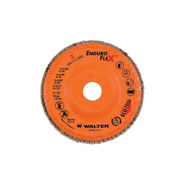 WALTER SURFACE TECHNOLOGIES ENDURO-FLEX 5 in. x 7/8 in. Arbor GR60 the Longest Life Flap Disc (10-Pack)