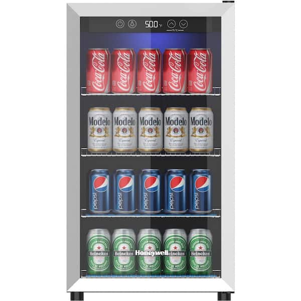Photo 1 of 18.9 in. 115-Bottles Wine and Beverage 115-Can Beverage Cooler Fridge in Stainless Steel with Digital Thermostat