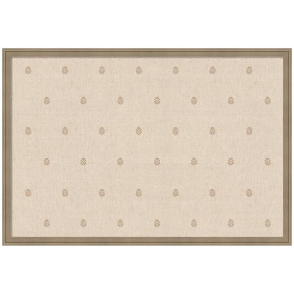 Florence 26 in. x 38 in. Light Brown Plastic Framed Beige Botanical Block Print Memo Board
