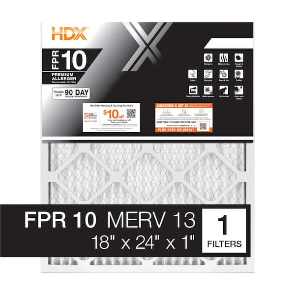HDX 18 in. x 24 in. x 1 in. Premium Pleated Air Filter FPR 10, MERV 13