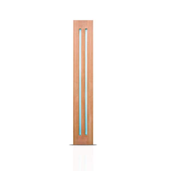 CALHOME 18 in. x 80 in. Reversible Frosted Glass Modern Exterior Unfinished Mahogany Solid Wood  Front Door Slab