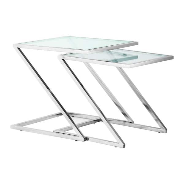 ZUO Jaunt Clear Glass Nesting Side Table