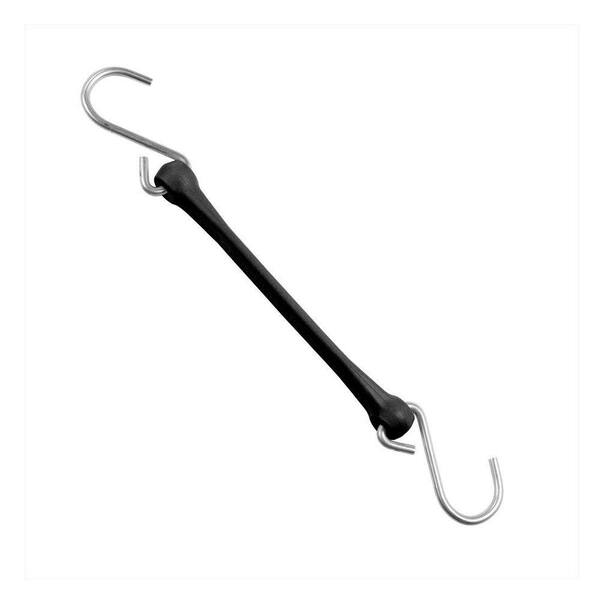 The Perfect Bungee 7 in. Polyurethane Bungee Strap with Galvanized S-Hooks (Overall Length: 12 in.) in Black