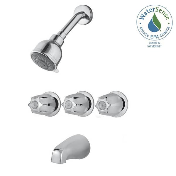 Pfister 3-Handle 3-Spray Tub and Shower Faucet in Polished Chrome (Valve Included)