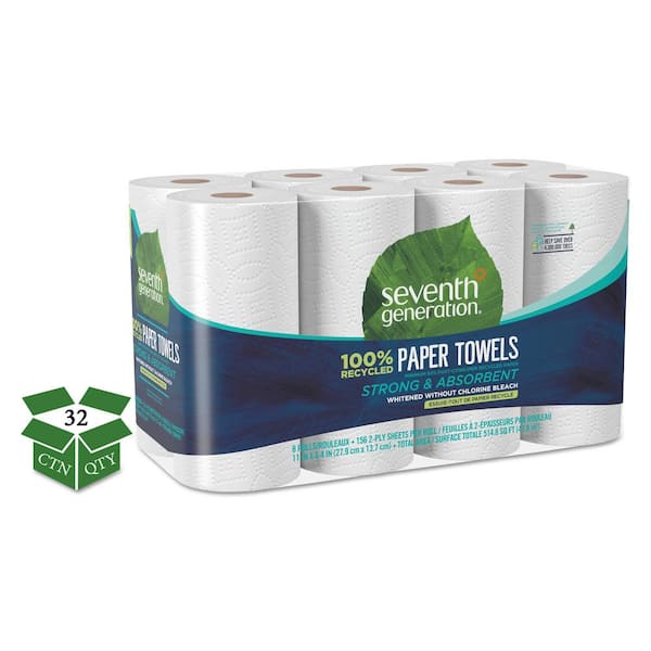 SEVENTH GENERATION Recycled White 2 Ply Paper Towel Roll (156-Sheets ...