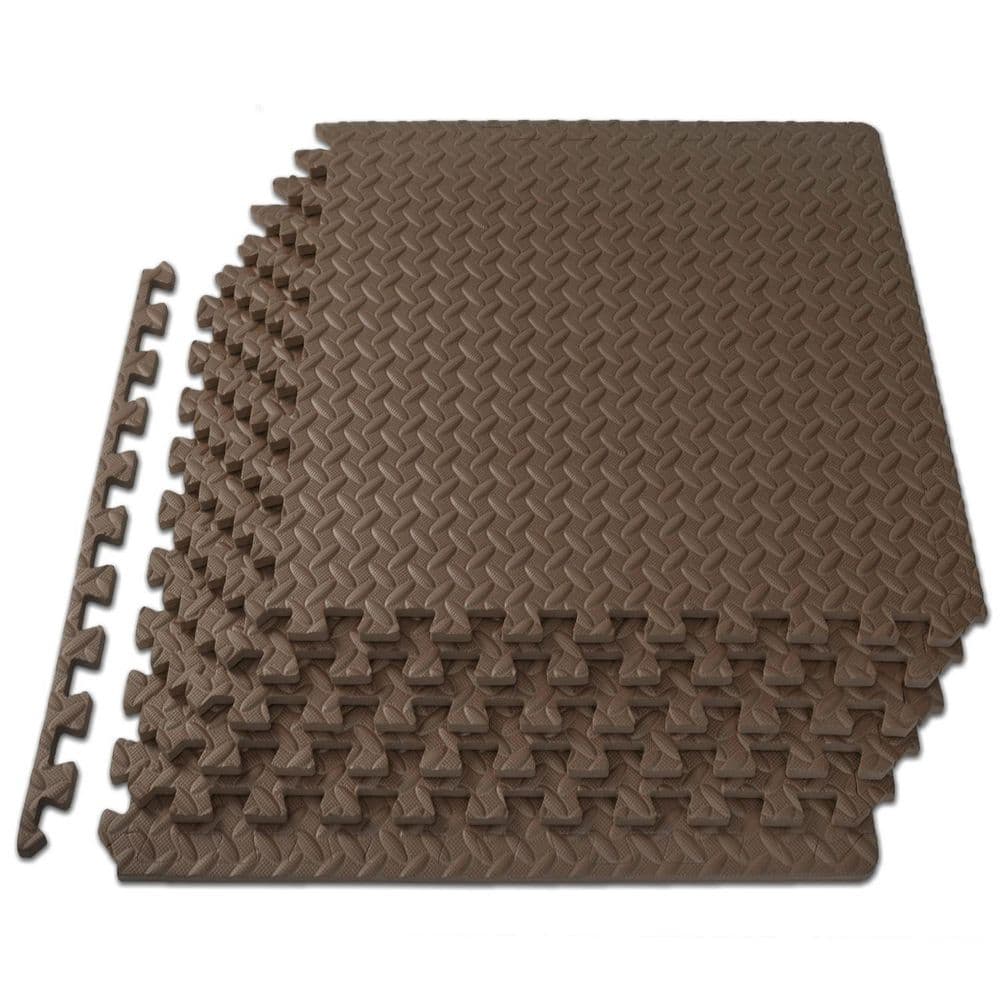 Brown 24 in. W x 24 in. L x  0.5 in. T EVA Interlocking Foam Gym Flooring M