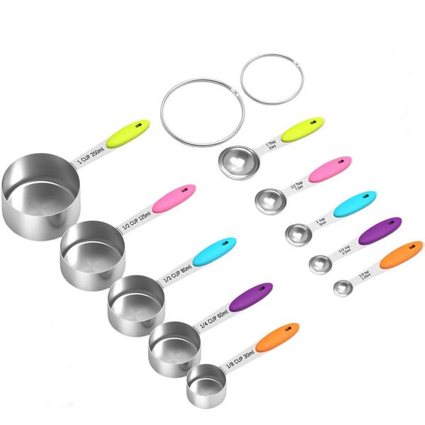 10-Piece Food-Grade 18/8 Stainless Steel Measuring Cups and Spoons Set, Kitchen Utensils for Cooking and Baking
