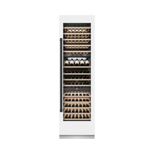 Autograph Edition 24 in. Triple Zone 100-Bottle Column Wine Cooler in White Matte with Matte Black Accents