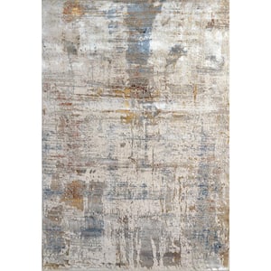 Gold 7 ft. 10 in. X 10 ft. 10 in. Grey/Ivory/Multi Abstract Indoor Area Rug