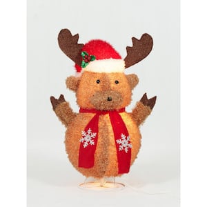 31 in. Tall Lighted Christmas Pop-Up Fluffy Moose Sculpture