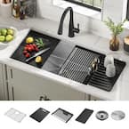 Rivet 16-Gauge Stainless Steel 32 in. Single Bowl Undermount Workstation Kitchen Sink with Accessories