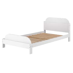 White Twin Solid Wood Bookcase Bed Frame