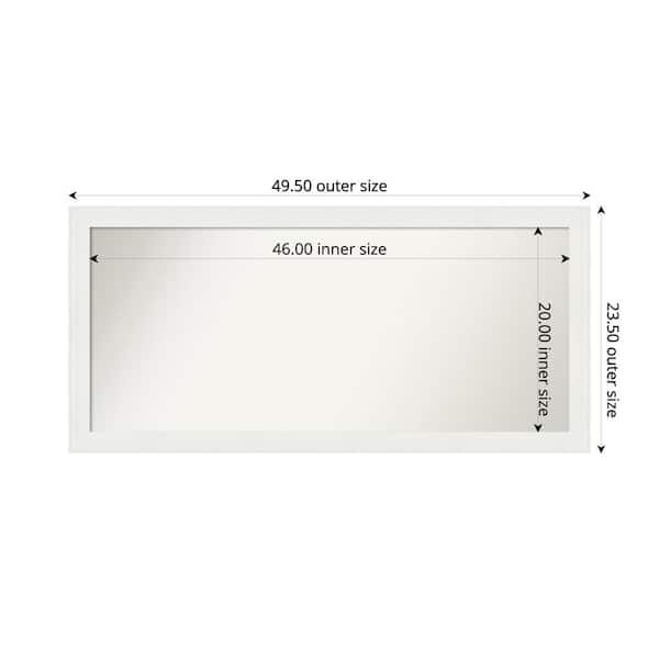 Amanti Art Vanity White Narrow 49.5 in. x 23.5 in. Custom Non-Beveled Recycled Polystyrene Framed Bathroom Vanity Wall Mirror