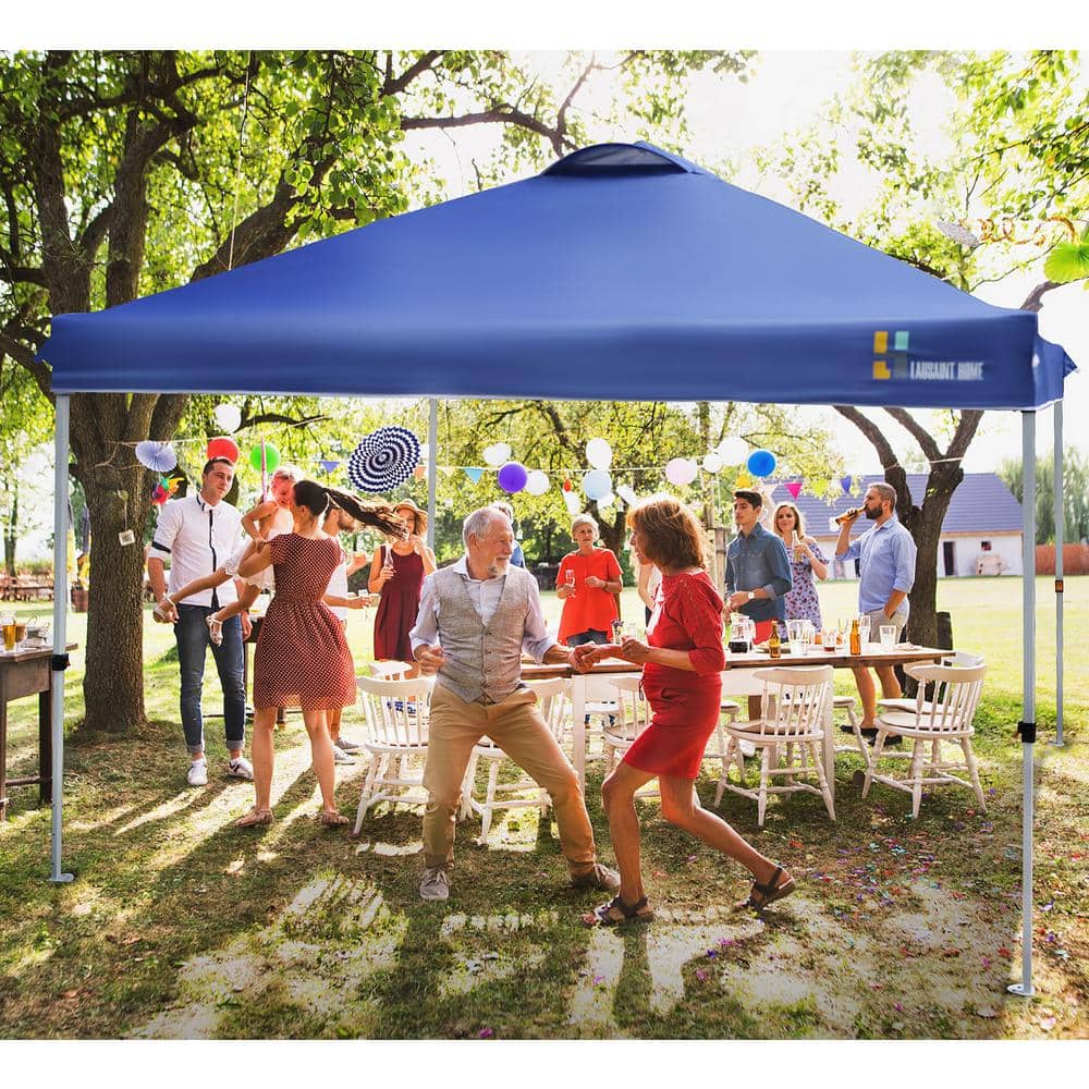 10 ft. x 10 ft. Pop Up Canopy Portable Folding Instant Canopy Tent in Blue