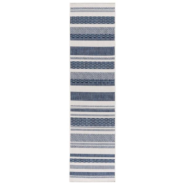Beach House Brown/Ivory 2 ft. x 8 ft. Striped Geometric Indoor/Outdoor Runner Rug