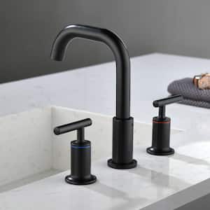 ABAD 8 in. Widespread desk mounted Double Handle Bathroom Faucet in Matte Black
