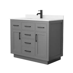 Beckett TK 42 in. W x 22 in. D x 35 in. H Single Bath Vanity in Dark Gray with White Quartz Top