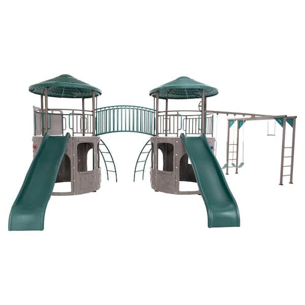 Lifetime Double Adventure Steel Tower Outdoor Playset with Monkey Bars