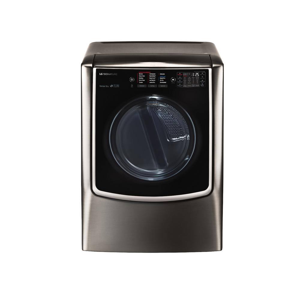 LG SIGNATURE 9.0 cu. ft. Vented SMART Gas Dryer in Black Stainless Steel with Touch Control Panel and TurboSteam