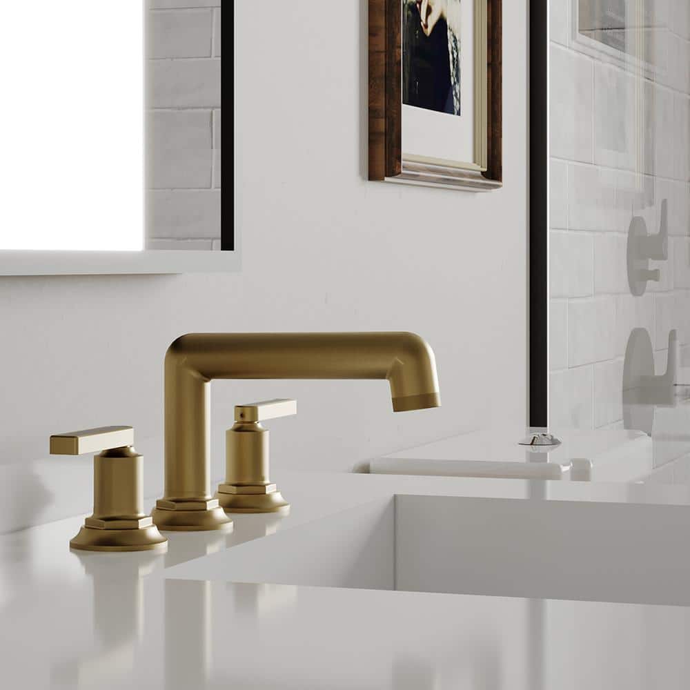 Brushed Gold 8 in. Widespread Double Handle Bathroom Faucet