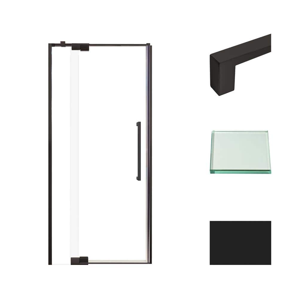 Matte Black 36" x 76" Frameless Pivot Shower Door with Clear Glass