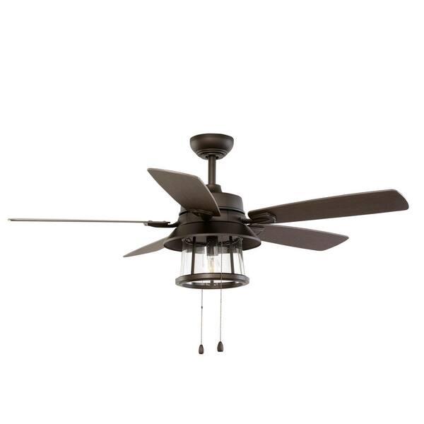 Home Decorators Shanahan 52" LED Indoor/Outdoor Matte White Ceiling Fan w/Light 