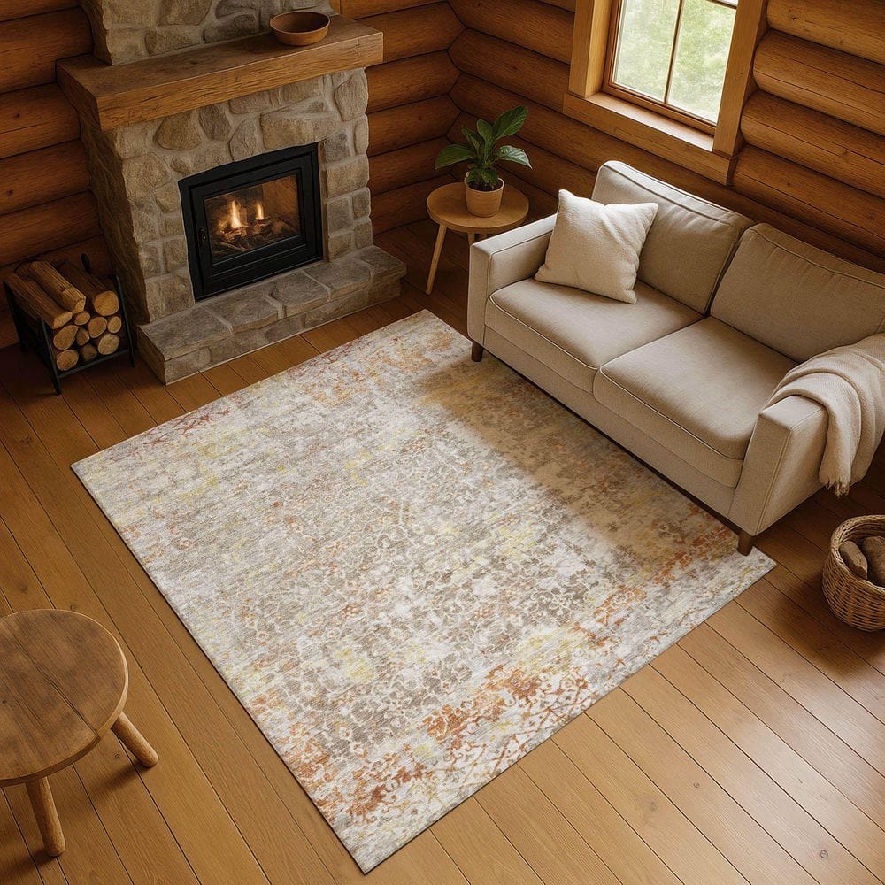 Mayfield Premium Machine Washable Abstract AMF1752 Brown 3 ft. x 5 ft. Area Rug price history on PriceWatchPro