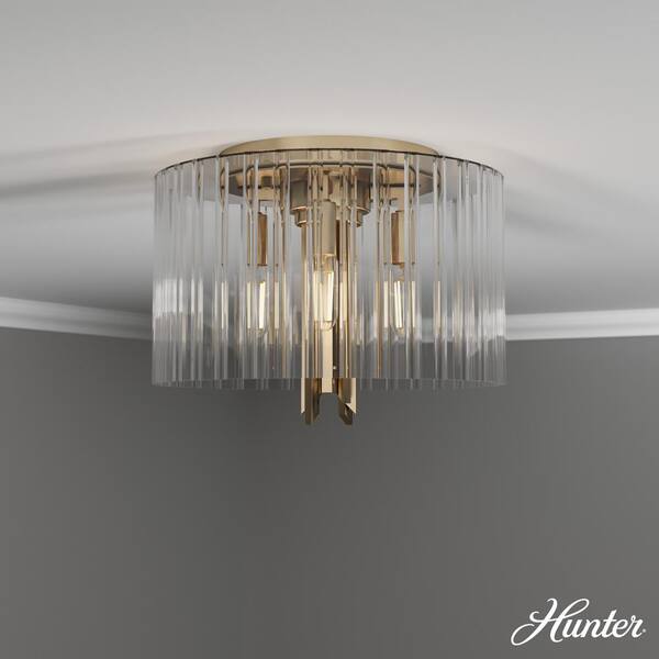 Hunter Gatz 13 in. 4-Light Alturas Gold Flush Mount