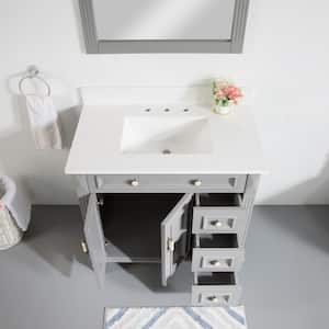 36 in.W x 22 in.D x 35 in.H Solid Wood Single Sink Bath Vanity in Titainum Grey w/ Stain-resistant Quartz Top,Soft-Close