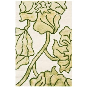 Dip Dye Ivory/Light Green Doormat 3 ft. x 5 ft. Floral Area Rug