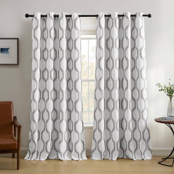 Light Gray Ikat Blackout Curtain - 52 in. W x 84 in. L