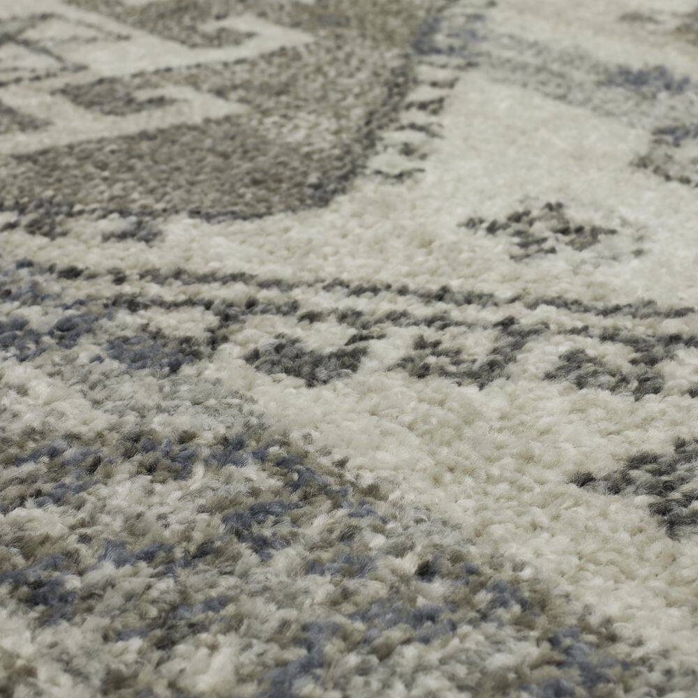 Gray Medallion Synthetic Easy Care Area Rug, 5'3" x 8'