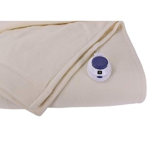 SoftHeat Low-Voltage Full Micro-Fleece Natural Electric Throw Blanket