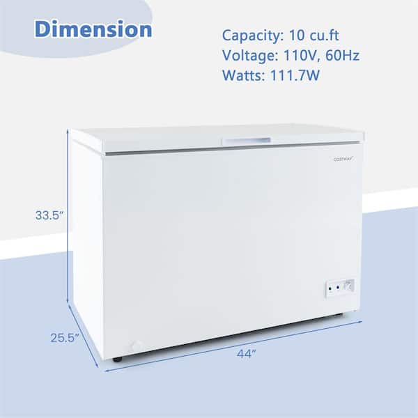 Costway 44 in. 10 cu. ft. Manual Defrost Chest Freezer with