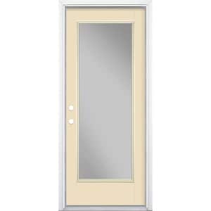 32 in. x 80 in. Full Lite Right-Hand Inswing Painted Smooth Fiberglass Prehung Front Exterior Door with Brickmold
