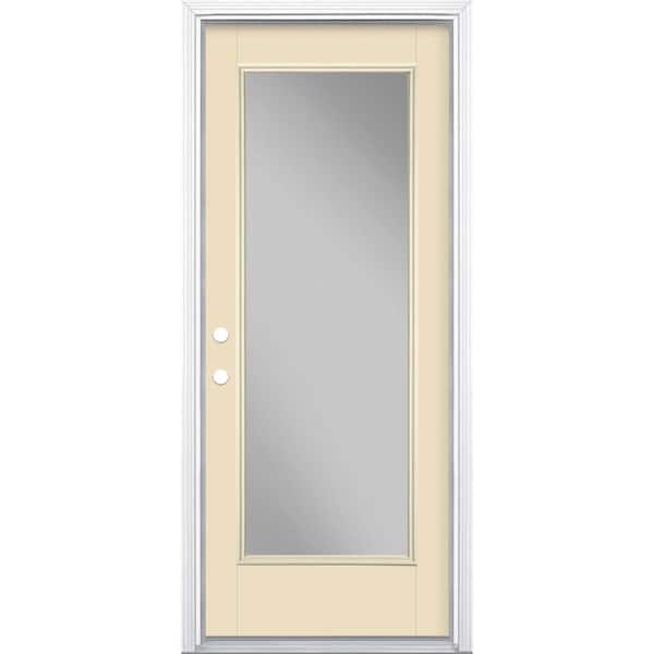 Masonite 32 in. x 80 in. Full Lite Right-Hand Inswing Painted Smooth Fiberglass Prehung Front Exterior Door with Brickmold