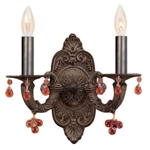 Paris Market 11 in. 2-Light Venetian Bronze Wall Sconce