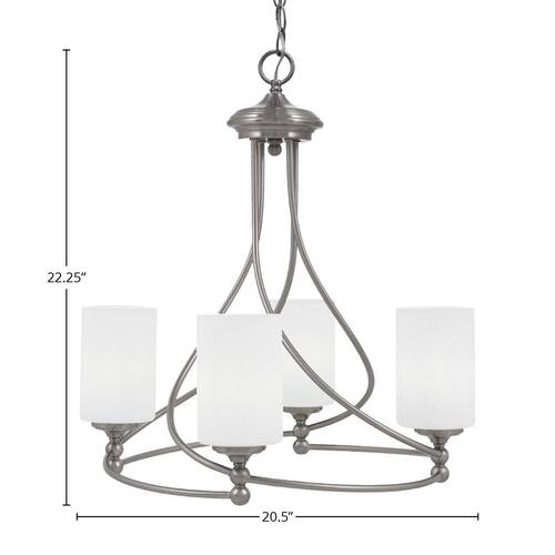 Royale 4-Light Brushed Nickel Chandelier, Round Chandelier with 4 in. White Muslin Glass Shades, No bulbs included Chandeliers
