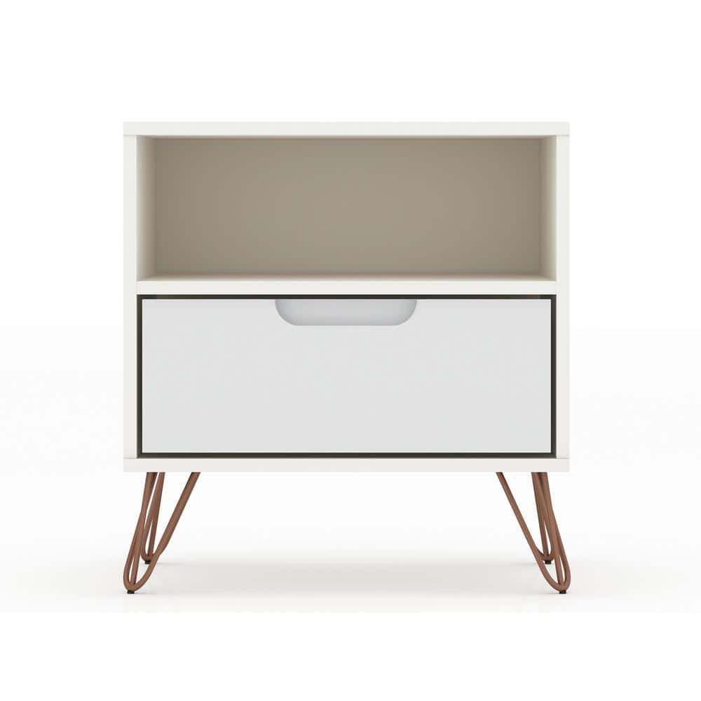 Intrepid 1.0 1-Drawer White Mid-Century Modern Nightstand price history on PriceWatchPro