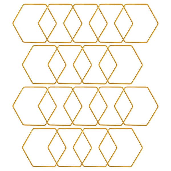 4.5 Inch Metal Hexagonal Chain Style Trellis Set Gold Decorative Plant Support with Hooks and Ties 18 Pack