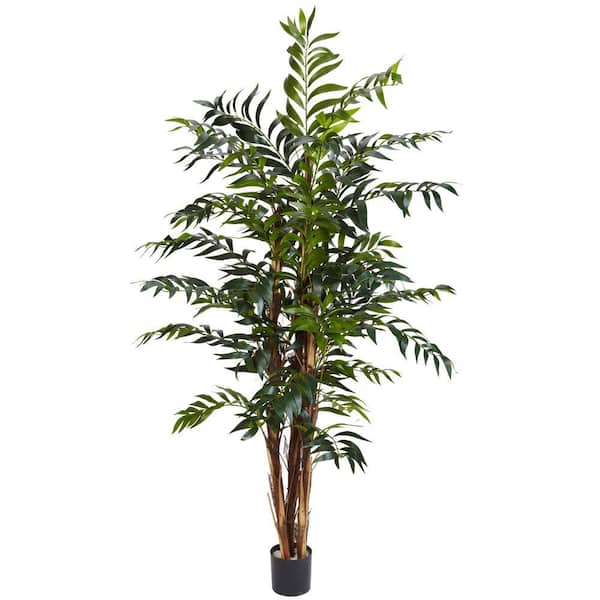 Nearly Natural 5 ft. Artificial Green Bamboo Palm Silk Tree