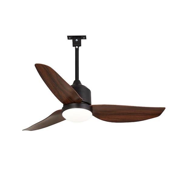 42 in. Brown Brush Walnut Downrod Mount Waterproof Standard Ceiling Fan with Light for Outdoor Dimmable Included APP