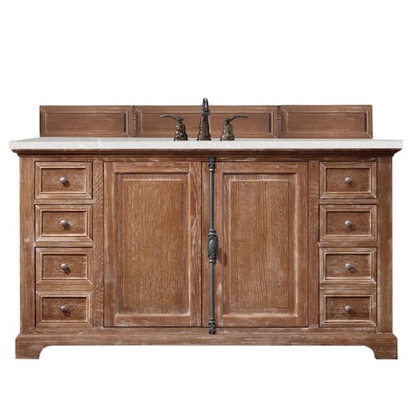 James Martin Vanities Providence 60 in. W x 23.5 in. D x 34.3 in. H Single Bath Vanity in Driftwood with Eternal Serena Quartz Top