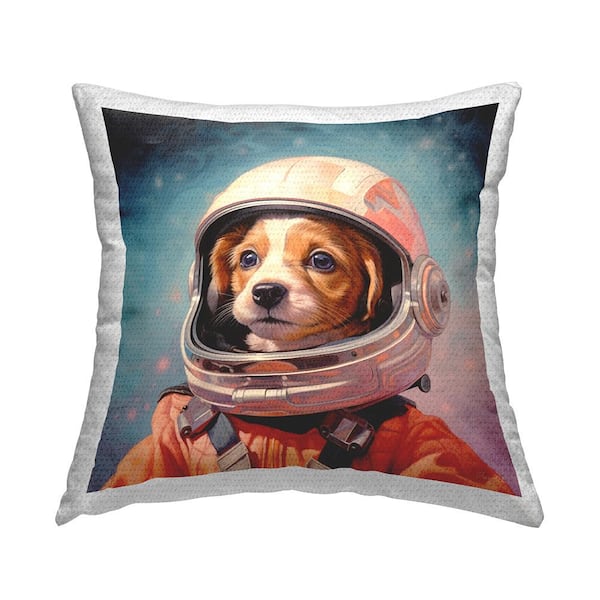 Stupell Industries Outer Space Puppy Multi-Color Square Outdoor Throw Pillow