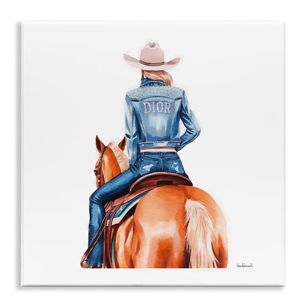 Stupell Industries Glitzy Cowgirl and Horse by Amanda Greenwood Unframed People Graphic Art Print 12 in. x 12 in.
