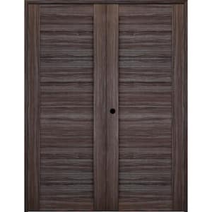 Ermi 72 in. x 80 in. Right Hand Active Gray Oak Finished Wood Composite Double Prehung Interior Door