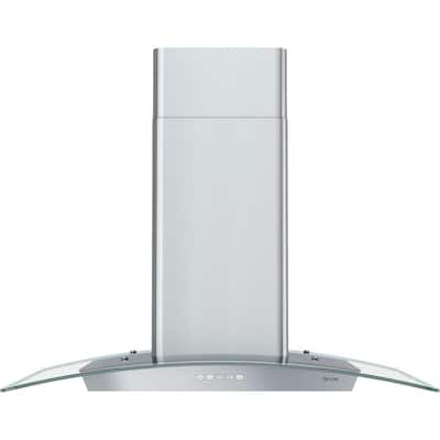 Brisas 30 in. 600 CFM Curved Glass Convertible Island Range Hood with LED Lights in Stainless Steel